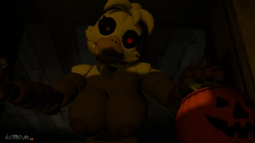 3d female five_nights_at_freddy's fnaf kemmanen nightmare_chica_(fnaf) solo trick_or_treat