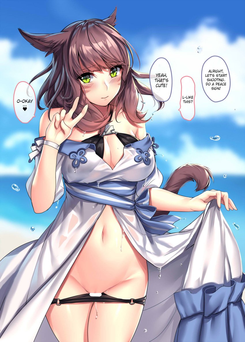 aruma_jiki cat_ears cat_tail catgirl final_fantasy final_fantasy_xiv miqo'te solo striped_body striped_panties