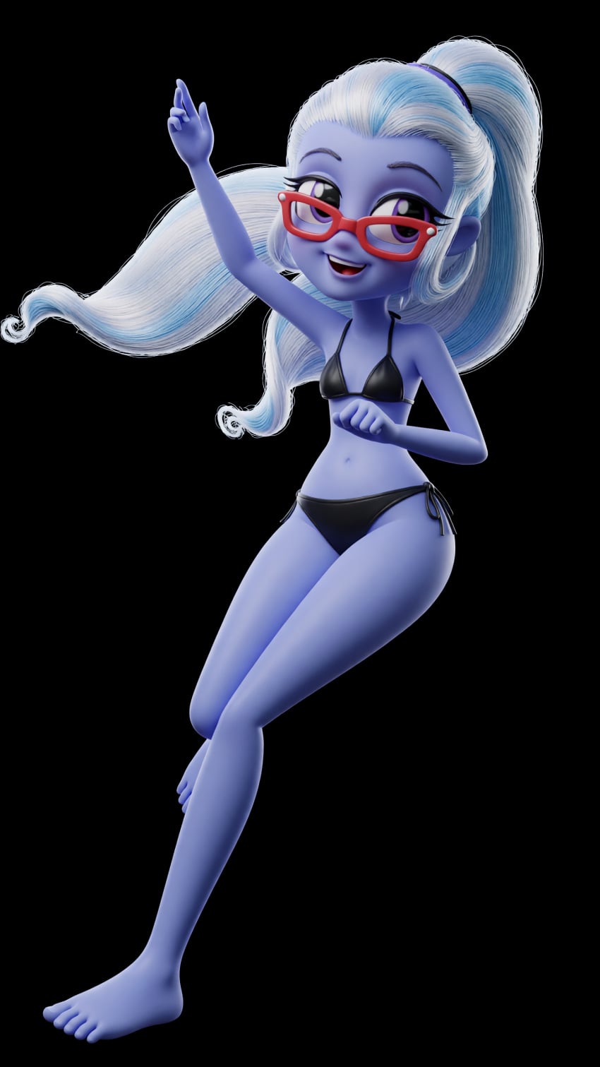 3d 3d_render ai_assisted barefoot bikini bikini_bottom bikini_top black_bikini equestria_girls feet friendship_is_magic my_little_pony sugarcoat