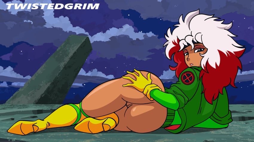 1girls 2d 2d_animation animated anna_marie ass big_ass bottomless bubble_butt clothing female female_only gif large_ass long_hair marvel marvel_comics meme multicolored_hair pussy rogue_(x-men) rogue_dat_ass_(meme) screencap screencap_redraw sole_female solo superheroine text twistedgrim wide_hips x-men x-men:_the_animated_series