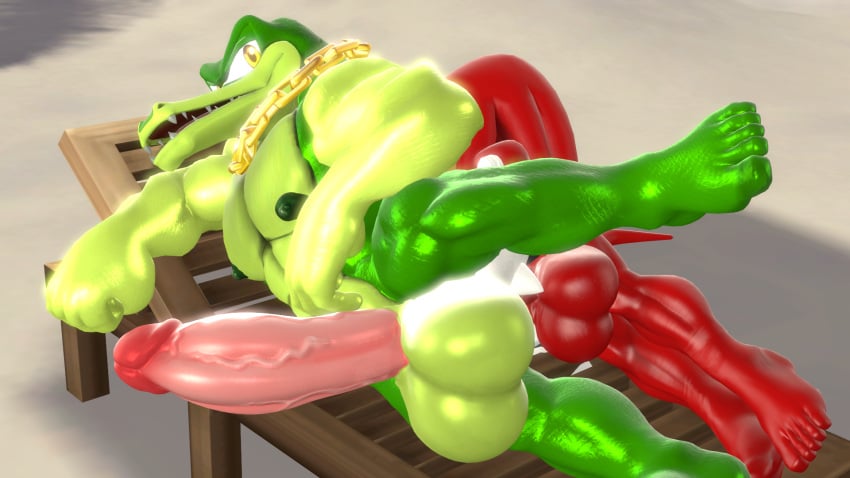 2boys 3d 3d_(artwork) anal anal_sex anthro anthro_on_anthro balls big_balls big_penis chair crocodile crocodilian duo echidna ejaculation feet furry furry_male furry_only gay gay_sex genitals green_skin huge_balls huge_cock interspecies knuckles_the_echidna large_balls large_penis lying_on_side male male/male male_nipples male_only mammal mature mature_male muscular muscular_male nipples nude open_mouth outdoors penis penis_in_anus red_fur reptile roenthebear sega sex sonic_(series) sonic_the_hedgehog_(series) testicles vector_the_crocodile yaoi