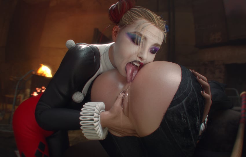 3d anilingus athazel batman:_arkham_knight batman_(series) blender catwoman female female_only fingering harley_quinn rimming rimming_female suicide_squad:_kill_the_justice_league yuri