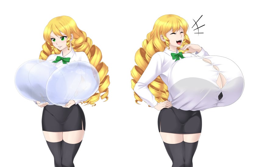 big_breasts button_gap eris_(saburox) huge_breasts hyper hyper_breasts implants long_hair saburox tagme visible_implants white_background