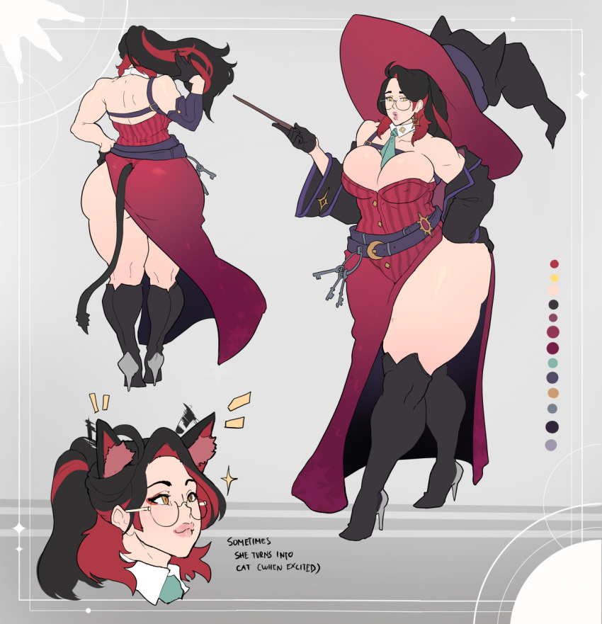 1girls ass big_breasts boots breasts busty character_sheet cleavage curvy donaught female female_only huge_ass large_breasts pawg text thick_thighs venus_body voluptuous wide_hips witch