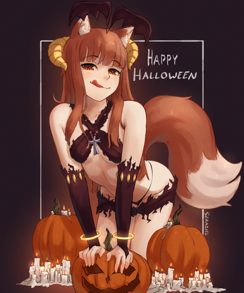 1girls breasts clothing female female_only halloween holo panties seraziel small_breasts solo spice_and_wolf