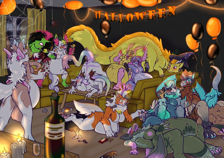 alcohol anthro arthropod beverage canid canine capcom chubby_female cock_vore dragon equid equine felid feline felyne female feral flying_wyvern friend genitals group halloween hi_res holidays horn insects lepidopteran longwei lycanroc lynian mammal monster_hunter moth nargacuga nintendo oral oral_vore oralvore party penile penis pokémon_(species) pokemon serval slightly_chubby unicorn unimoth video_games vore wyvern young_intellegent_furry_friend youngintellegentfurryfriend