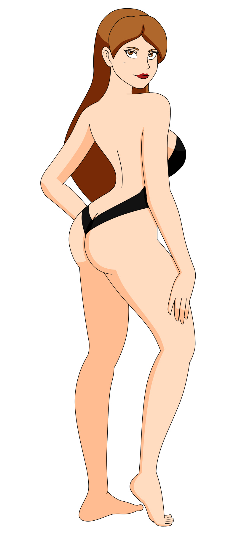 alpha_channel ass brown_eyes brown_hair for_sticker_use lipstick oc original original_character pervyangel png sideboob sticker_template swimsuit tagme transparent_background transparent_png white_background