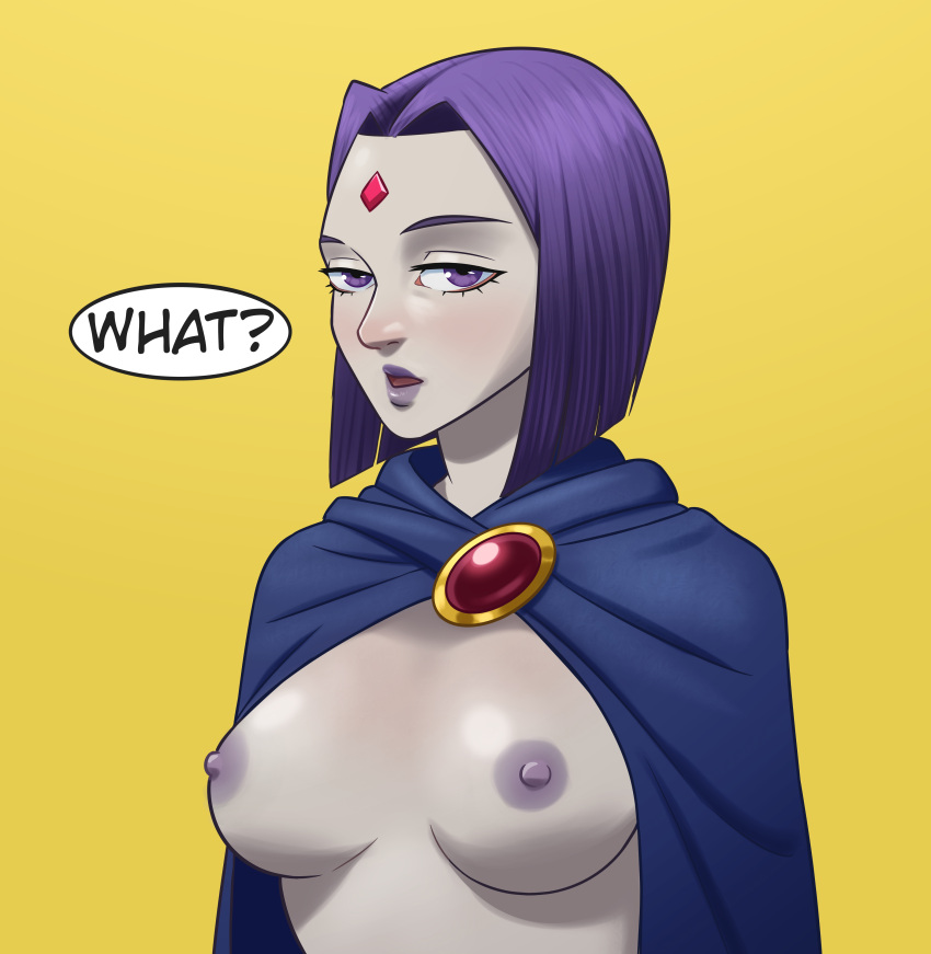 casual casual_nudity dc dc_comics english_text female female_focus female_only human kpz outerwear pale_skin rachel_roth raven_(dc) smooth_skin tagme teen_titans text