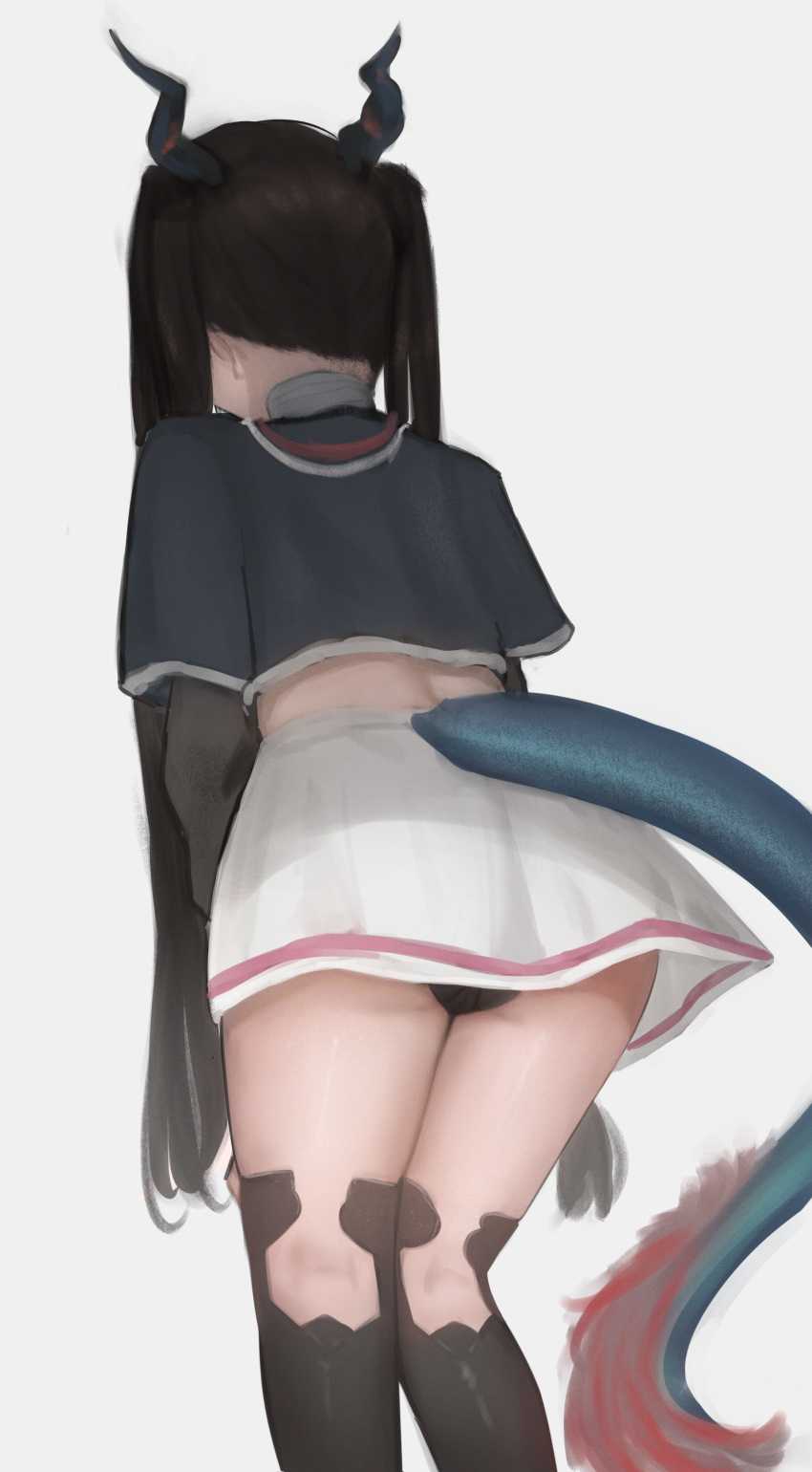 arknights arknights:_endfield artist_request chen_qianyu_(arknights) dragon_girl dragon_horns dragon_tail panties pita skirt very_high_resolution