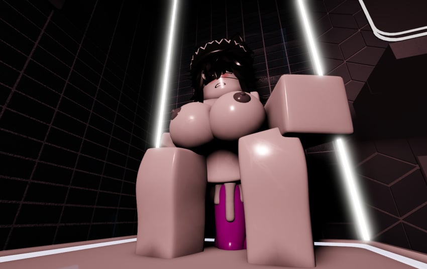 3d dildo_in_pussy dildo_sitting pink_dildo robloxian white_body white_skin