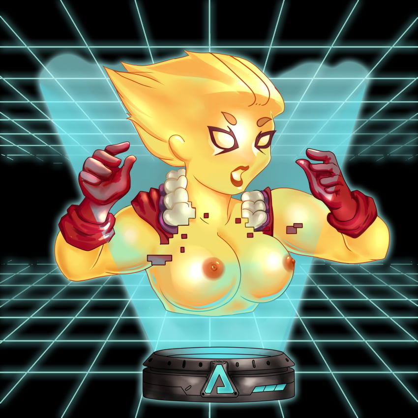 awesomenauts breasts hologram melona s.u.s.i. suprised topless