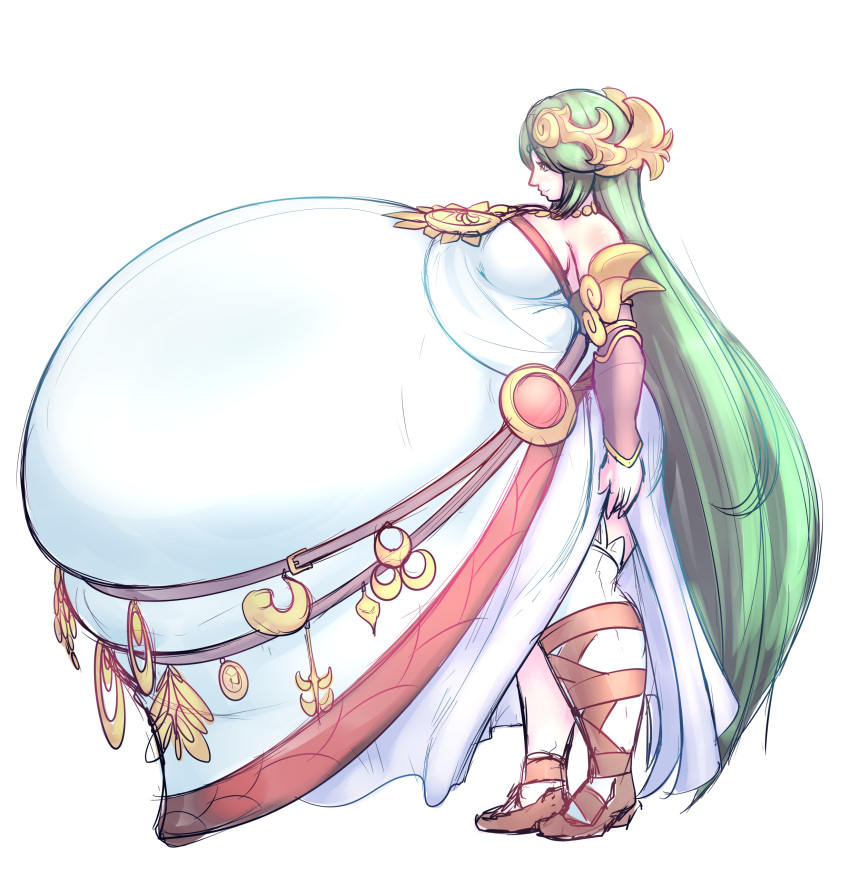 1girls belly belly_expansion belly_inflation bloated_belly huge_belly hyper hyper_belly imcoffeecakes inflation kid_icarus kid_icarus_uprising palutena