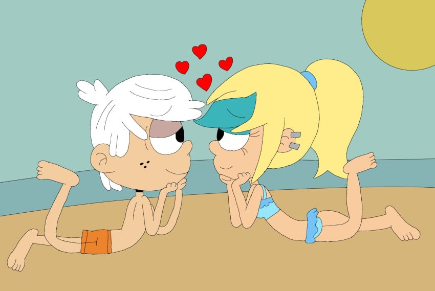 1boy1girl beach lincoln_loud ocean sam_sharp sun swimsuit swimwear the_loud_house