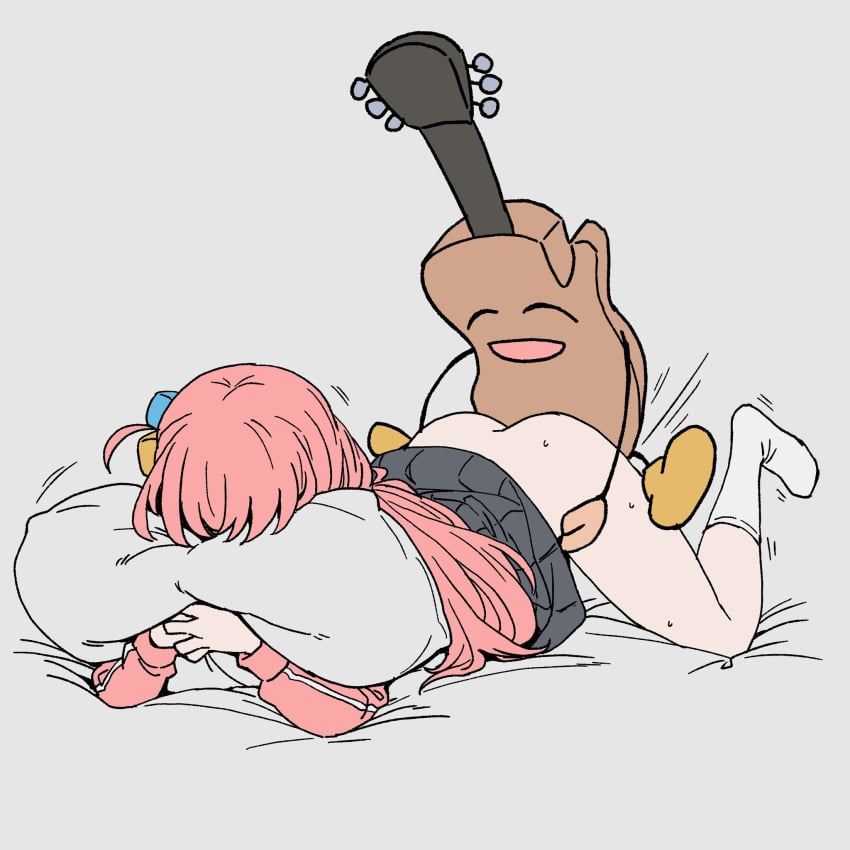 1girl 1girls artist_request bocchi_the_rock! female gitao gotou_hitori guitar happy_face holy_fuck_i'm_cumming hot_as_fuck_like_holy_shit_im_cumming penetration pillow pillow_grab sex what who_let_bro_cook wtf