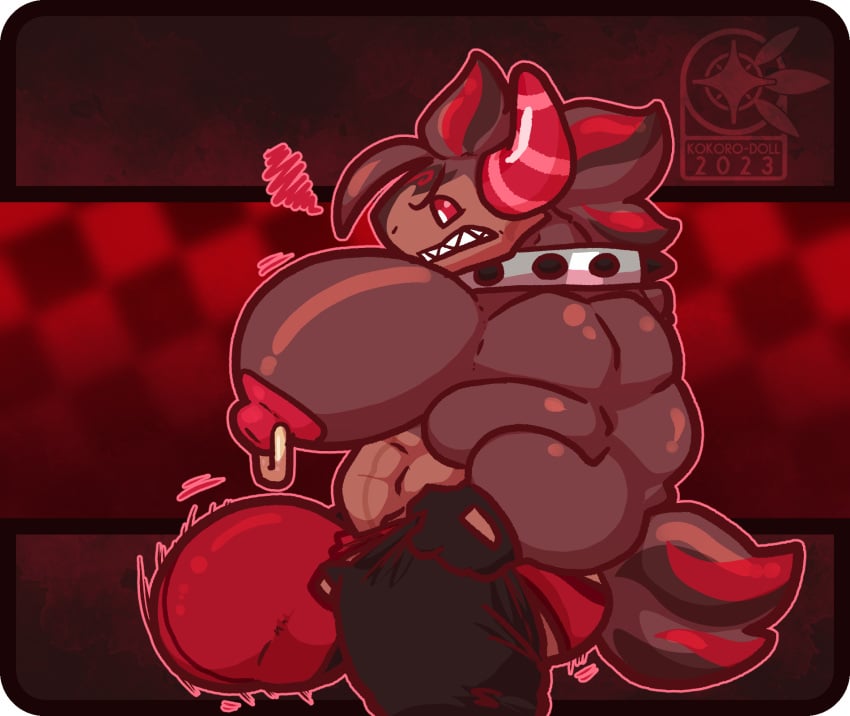 1boy anthro bulge_in_panties choco_werehound_brute cookie_run cookie_run_kingdom furry hyper_balls hyper_cock hyper_muscles large_bulge male male_focus male_only muscular_male nipple_piercing pecs