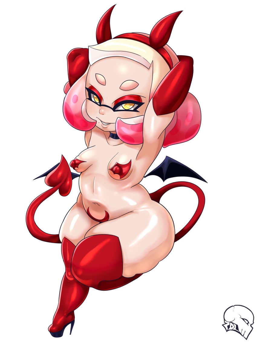 1girls anthro armpits ass big_ass breasts demon_tail erozer eye_contact female gloves halloween high_heel_boots inkling looking_at_viewer nintendo pearl_(splatoon) plump shortstack small_breasts smaller_female solo splatoon tail tentacle_hair thick_thighs thighhighs thighs wide_hips