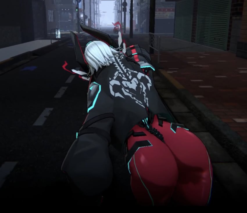 back_view big_ass big_butt road screenshot virtual_youtuber vshojo white_hair zentreya zentreya_(cyborg)