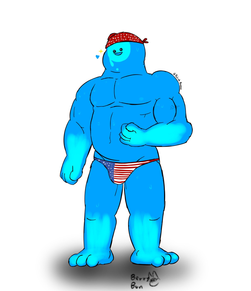 1boy 2020 big_muscles blue_body bulge clothed clothing epic_games fortnite goo_creature goo_humanoid heart humanoid male male_only muscular muscular_male pecs polishbonnie ricardo_milos rippley simple_background slurp_(fortnite) solo sparkles speedo standing swimwear topless underwear vein video_games white_background