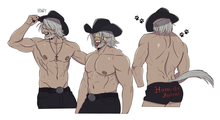 1boy beard bloodborne dilf father_gascoigne fromsoftware jeans male_only mature_male muscle muscles muscular muscular_male sony_corporation sony_interactive_entertainment white_hair