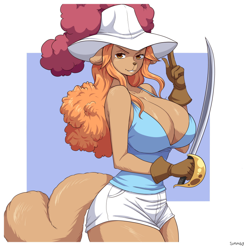 1girls anthro breasts cleavage curvy curvy_body curvy_female curvy_milf female female_only furry golden_retriever huge_breasts milf minkmen_(one_piece) one_piece simmsy solo thick_thighs voluptuous voluptuous_female wanda_(one_piece)