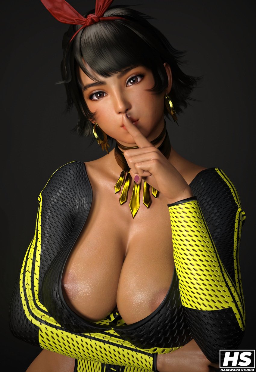 1girls 3d areolae bandai_namco big_breasts black_hair breasts brown_eyes cleavage dark-skinned_female dark_skin duo_gale earrings female female_only hagiwara_studio huge_breasts josie_rizal medium_hair namco namco_bandai solo solo_female standing tagme tan tan_body tan_skin tekken tekken_7 thick_thighs thighs twitter wide_hips