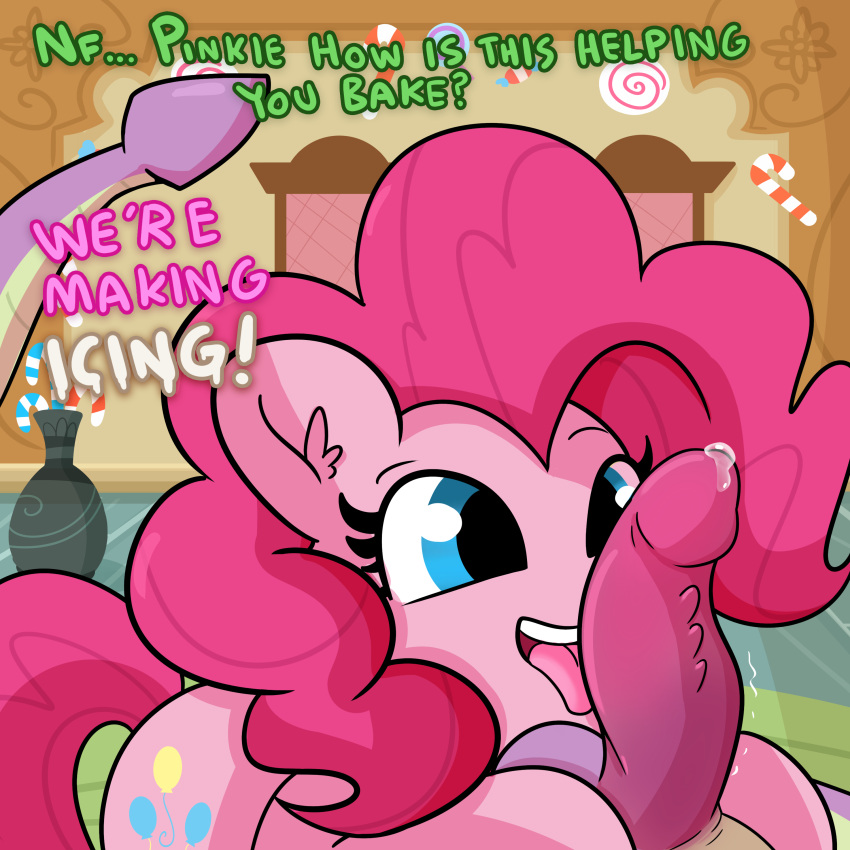 blue_eyes cutie_mark dragon earth_pony equid equine female feral friendship_is_magic genitals hair hasbro horse interspecies male male/female mammal mane my_little_pony penis pink_hair pinkie_pie_(mlp) pony smile spike_(mlp) teeth tjpones tongue tongue_out