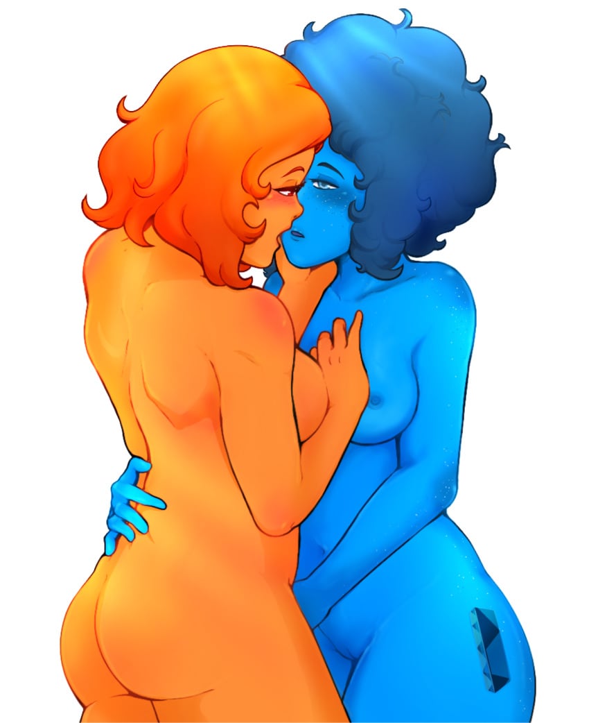 1girls 2girls alien ass back_view blush blushing_female breast_press breast_squish breasts breasts_out color colored couple cute_ass cute_expression cute_face digital_drawing_(artwork) digital_media_(artwork) duo female female/female female_only fingering_pussy fire_opal fluffy_hair freckles gem gem_(species) gemsona hairless_pussy half-closed_eyes hand_on_back hand_on_chest hand_on_face hand_on_hip holding_each_other humanoid lesbian_couple light masturbation multiple_girls naked naked_female nipples no_bra no_panties nude nude_female oc ocean open_mouth orange_hair orange_skin original original_character original_characters passion passionate red_eyes redhead short_hair small_breasts soft_shading standing steven_universe sweet thick_thighs touching_breast touching_face touching_pussy turquoise turquoise_body turquoise_eyes turquoise_hair turquoise_skin uncensored white_background wide_hips yuri