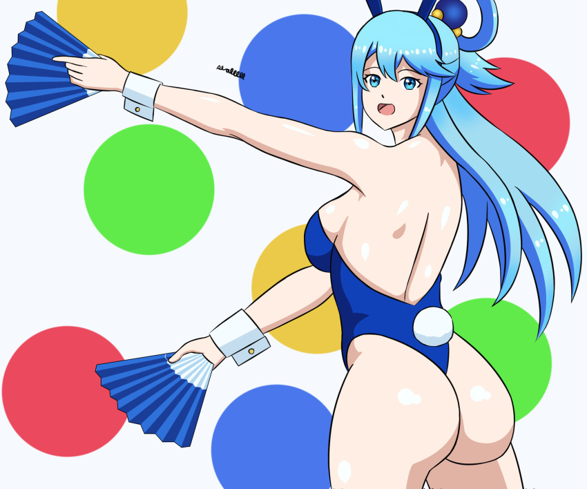 aqua_(konosuba) ass female female_only kono_subarashii_sekai_ni_shukufuku_wo! sealllll sideboob solo tagme