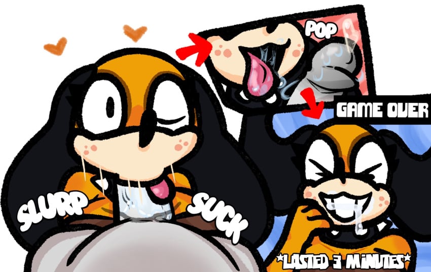 big_penis blowjob canine cum_in_mouth duck_hunt duck_hunt_dog huge_cock huntress_(lewdewott) laughing lewdewott long_ears nintendo penis saliva_string