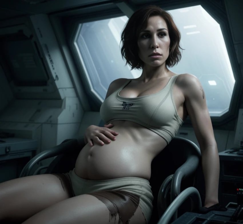 ai_generated alien alien_(franchise) alien_pregnancy clothed dr_shaw elizabeth_shaw noomi_rapace pregnant prometheus veltro01