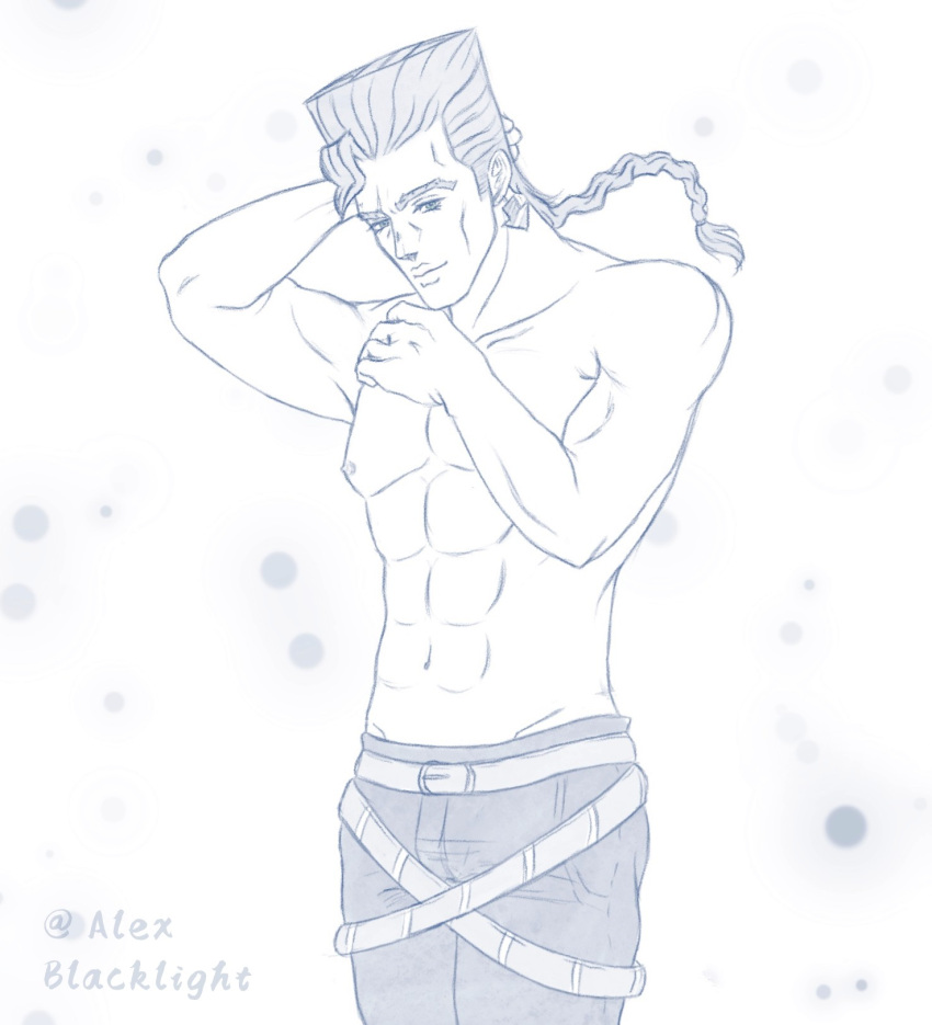 1boy diamond_is_unbreakable jojo's_bizarre_adventure keicho_nijimura male male_only shirtless shirtless_male solo