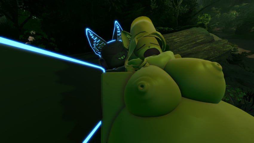 big_belly breasts catte_(kaiju_paradise) female holding_camera jammer_(kaiju_paradise) kaiju_paradise male roblox sleeping vorepred_(artist)