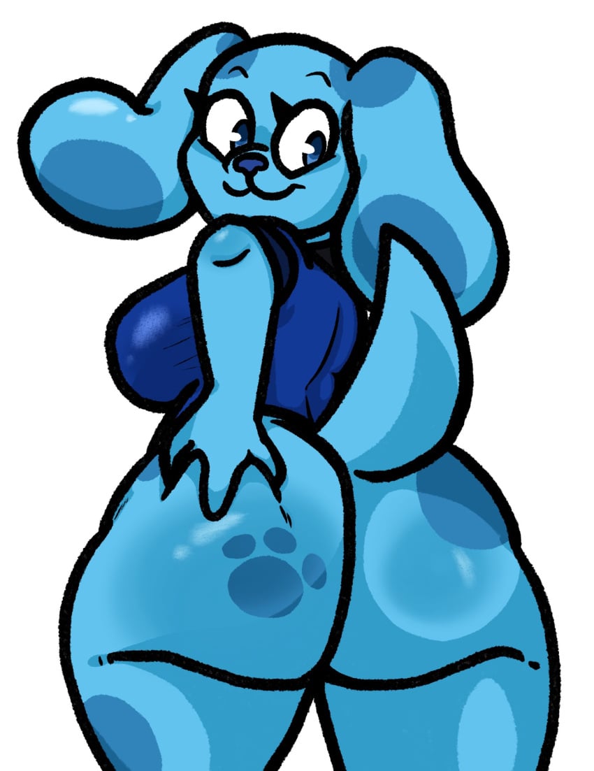 anthro anthrofied big_ass big_breasts blue's_clues blue_(blue's_clues) breasts bubble_butt color colored female female_only huge_ass lewdewott nick_jr nickelodeon pawprint solo solo_anthro solo_female thick_thighs twitter_link white_background wide_hips