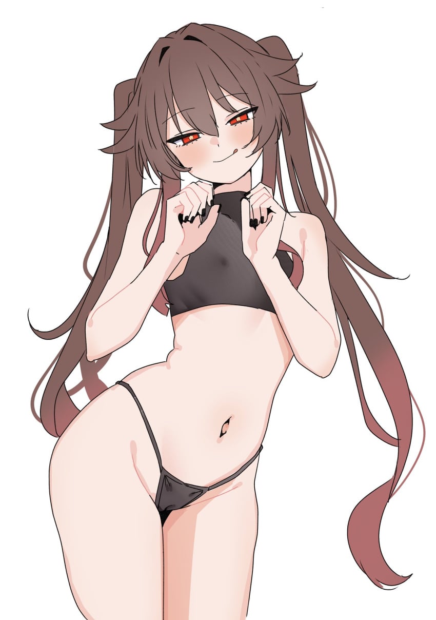 1girls belly belly_button belly_cutout belly_fetish belly_outline black_crop_top black_nail_polish black_nails black_panties blush blushing braided_hair breasts brown_hair crop_top cum_tribute_material genshin_impact hands_together hips hips_wider_than_shoulders hoyoverse hu_tao_(genshin_impact) k_(mynameis__k) long_hair midriff midriff_cutout midriff_exposed midriff_focus midriff_showing mihoyo navel navel_cutout navel_fetish navel_line navel_outline nipples_visible_through_clothing panties perfect_belly red_eyes seducing seduction seductive seductive_body seductive_eyes seductive_gaze seductive_look seductive_mouth seductive_pose seductive_smile sexy_body skindentation slim_body slim_female slim_figure slim_girl slim_thick slim_torso slim_waist small_breasts smug smug_expression smug_eyes smug_face smug_female smug_smile soft_blush thighs tongue_out tummy twintails wide_hipped_female wide_hips