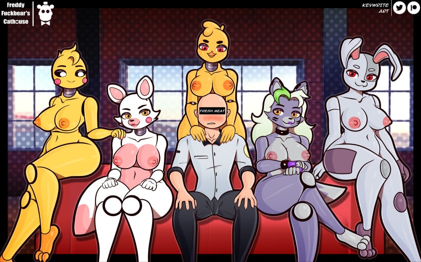 2d 2d_(artwork) 2d_artwork absurd_res animatronic anthro avian bar_censor bird black_sclera blonde_hair breasts canid canine canis censor_bar chica_(fnaf) chicken collar female female/female five_nights_at_freddy's five_nights_at_freddy's:_security_breach five_nights_at_freddy's_2 fnaf fox freddy_fuckbear's_cathouse_(kevwrite) furniture galliform gallus_(genus) gradient_background grey_body group hair hi_res kevwrite lagomorph leporid machine male male/female mammal mangle_(fnaf) on_sofa overweight phasianid pink_eyes rabbit red_eyes robot roxanne_wolf_(fnaf) scottgames simple_background sitting sitting_on_sofa sofa steel_wool_studios toy_chica_(fnaf) vanny_(fnaf) white_body wolf yellow_body yellow_eyes