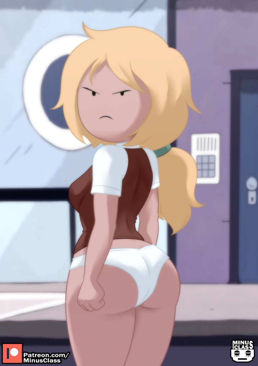 adventure_time adventure_time:_fionna_&_cake ass blonde_hair canonical_scene female fionna_campbell fionna_the_human_girl minus_class no_pants panties ponytail public solo underwear