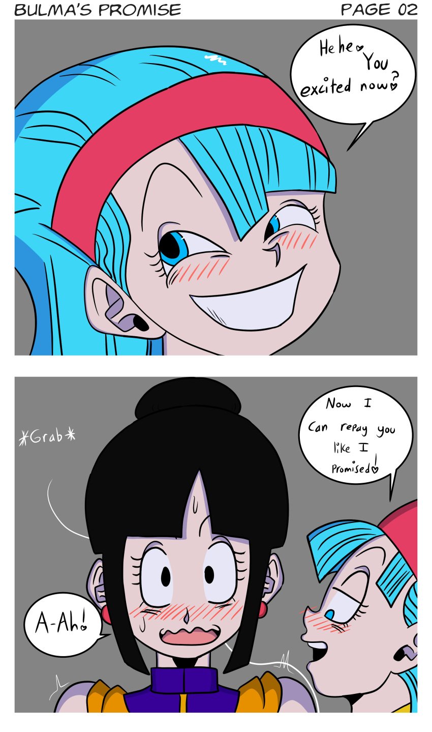 1futa 1girls black_eyes black_hair blowjob blue_eyes blue_hair blush bulma_briefs bulma_briefs_(frieza_saga) cheating cheating_wife chichi clothed clothing comic cucked_by_futa cuckold deepthroat_invitation diadem dialogue dominant_female domination dragon_ball dragon_ball_z duo english_text female fully_clothed futanari imminent_deepthroat imminent_oral imminent_sex large_ass large_breasts large_penis light-skinned_female light-skinned_futanari light_skin naughty_face netorare ntr oral pale_skin seductive_smile shocked_expression skurigami smile speech_bubble text tongue tongue_out wavy_mouth x-ray