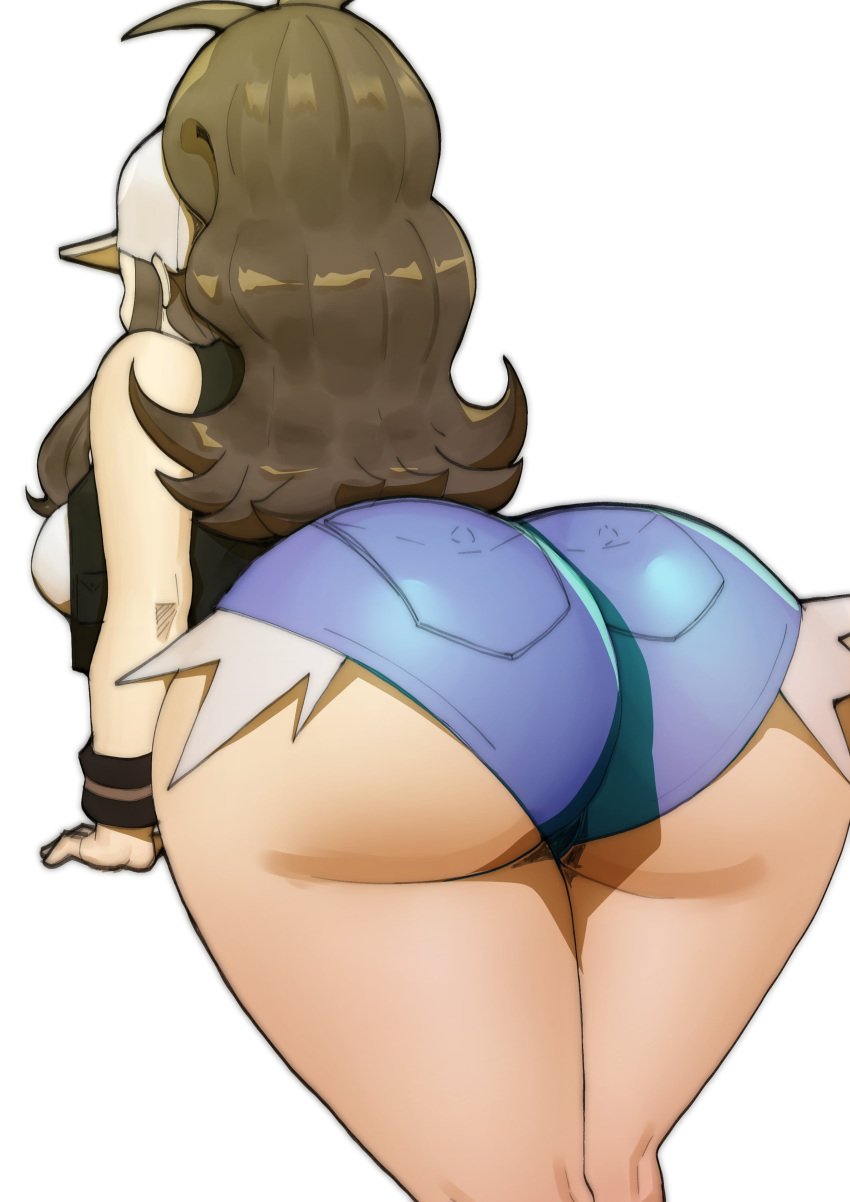 1girls ass ass_focus big_ass big_breasts big_butt bottom_heavy breasts brown_hair bubble_ass bubble_butt clothing doublehero fat_ass fat_butt female female_only hat headwear hilda_(pokemon) huge_ass huge_butt human large_ass large_butt long_hair minishorts nintendo pale_skin pokemon pokemon_bw ponytail shorts thick_ass thick_thighs thighs tomboy wide_hips wristwear