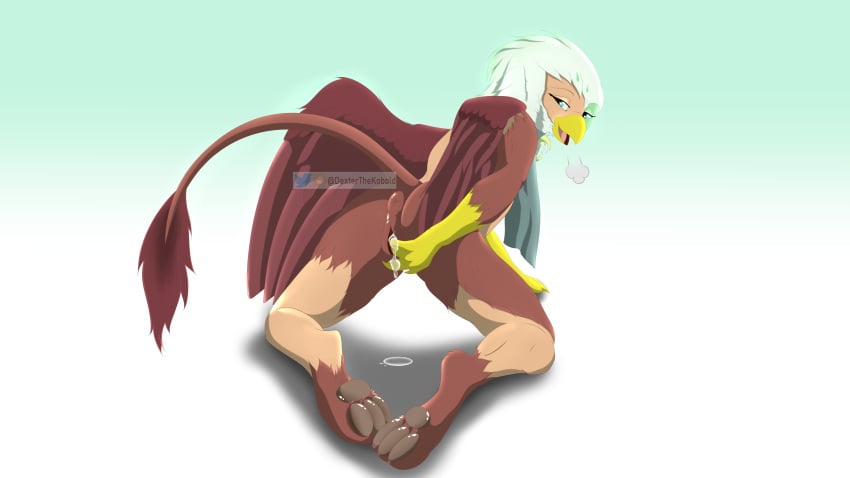 16:9 absurd_res ambiguous_fluids avian dexter.98 dexterthekobold female feral fingering friendship_is_magic gender_transformation greta_(mlp) gryphon hasbro hi_res masturbation mtf_transformation my_little_pony mythological_avian mythology rule_63 solo transformation widescreen