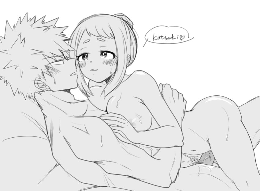 1boy 1boy1girl 1girls bed breasts breasts_on_chest female grchloex hugging katsuki_bakugou male my_hero_academia ochako_uraraka pussy spiky_hair straight tagme vaginal_sex