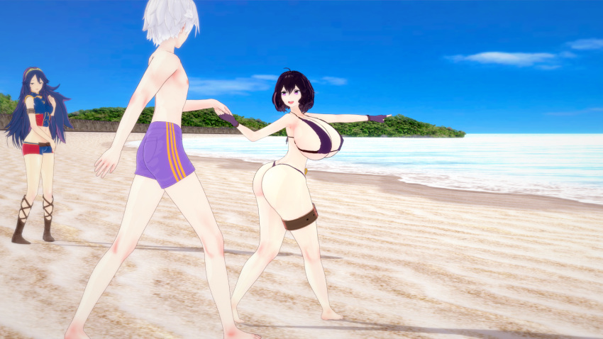 3d alternate_breast_size ass beach big_breasts bikini father_and_daughter fire_emblem fire_emblem_awakening fire_emblem_cipher hand_holding huge_ass huge_breasts koikatsu lucina_(fire_emblem) lucina_(summer)_(fire_emblem) morgan_(fire_emblem) morgan_(fire_emblem)_(female) nintendo ocean outdoors outside purple_hair rhcpftw robin_(fire_emblem) robin_(fire_emblem)_(male) sand short_hair shortstack summer swimsuit swimwear tagme thighs water wide_hips