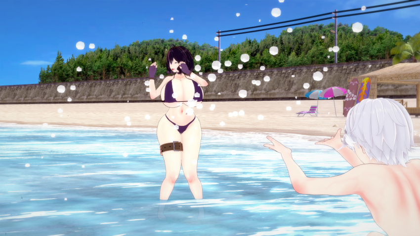 3d all_fours ass beach big_breasts fire_emblem fire_emblem_awakening huge_ass huge_breasts koikatsu massive_breasts morgan_(fire_emblem) morgan_(fire_emblem)_(female) rhcpftw robin_(fire_emblem) robin_(fire_emblem)_(male) splashing summer swimsuit swimwear water