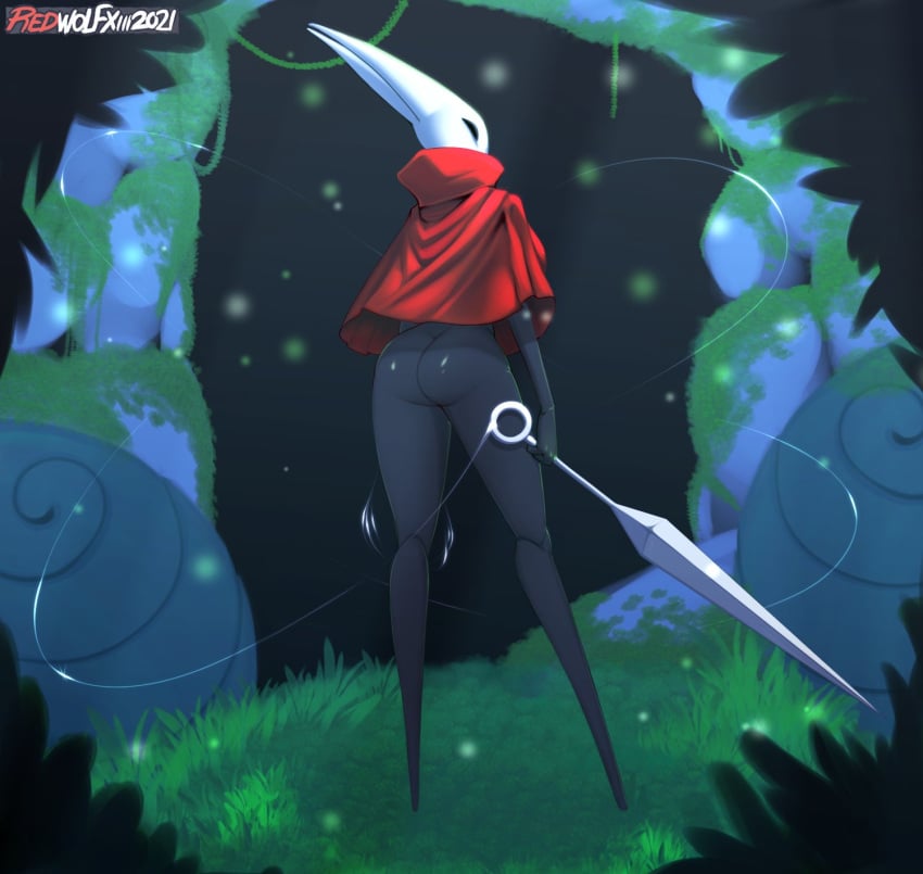 2021 ass big_butt bottomless clothed clothing female hi_res holding_melee_weapon holding_object holding_weapon hollow_knight hornet_(hollow_knight) redwolfxiii solo team_cherry vessel_(species) video_games weapon