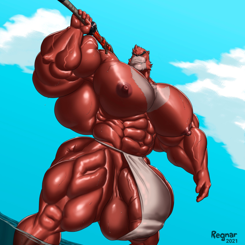 abs bara bear biceps furry furry_only hyper hyper_balls hyper_bulge hyper_genitalia hyper_penis hyper_testicles kumatetsu male_only muscle muscles muscular muscular_arms muscular_legs muscular_male muscular_thighs nipples pecs regnar solo the_boy_and_the_beast veins