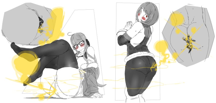 2girls ahoge atlus big_ass big_butt blush brown_eyes embarrassed fart fart_cloud fart_fetish fart_in_face fart_torture farting female_only giantess glasses lazei multiple_girls my_hero_academia ochako_uraraka panties persona persona_5 sakura_futaba short_hair thick_thighs uncolored yuri