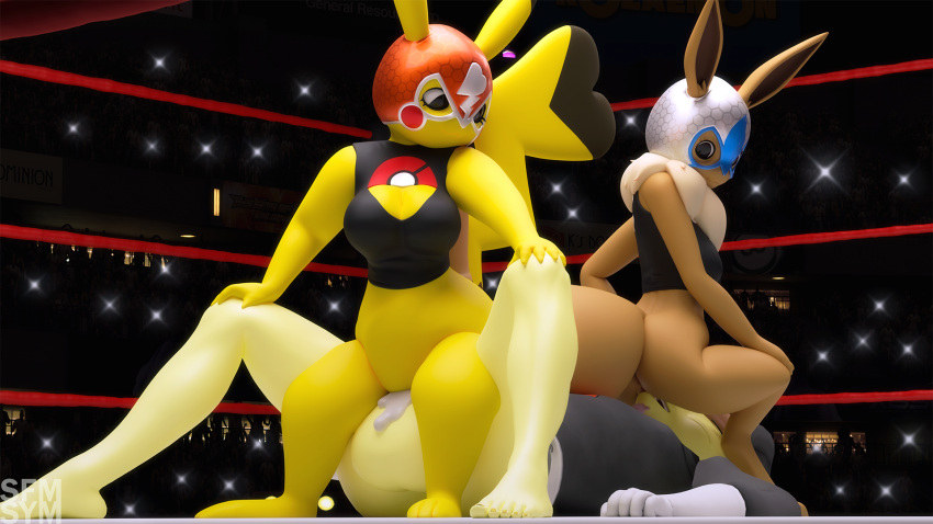 16:9 3d 3d_(artwork) anthro ass balls big_breasts big_butt bodily_fluids breasts clothing cosplay_pikachu crossover cum cunnilingus digital_media_(artwork) eevee ejaculation facesitting female female_penetrated friendship_is_magic genital_fluids genitals group hasbro hi_res male male/female male_penetrating male_penetrating_female my_little_pony nintendo nsfwo nsfwo262 nude on_bottom on_top open_mouth oral penetration penis pikachu pikachu_libre pokémon_(species) pokemon pussy reverse_cowgirl_position rory_kenneigh sex symm vaginal_penetration video_games widescreen wo262