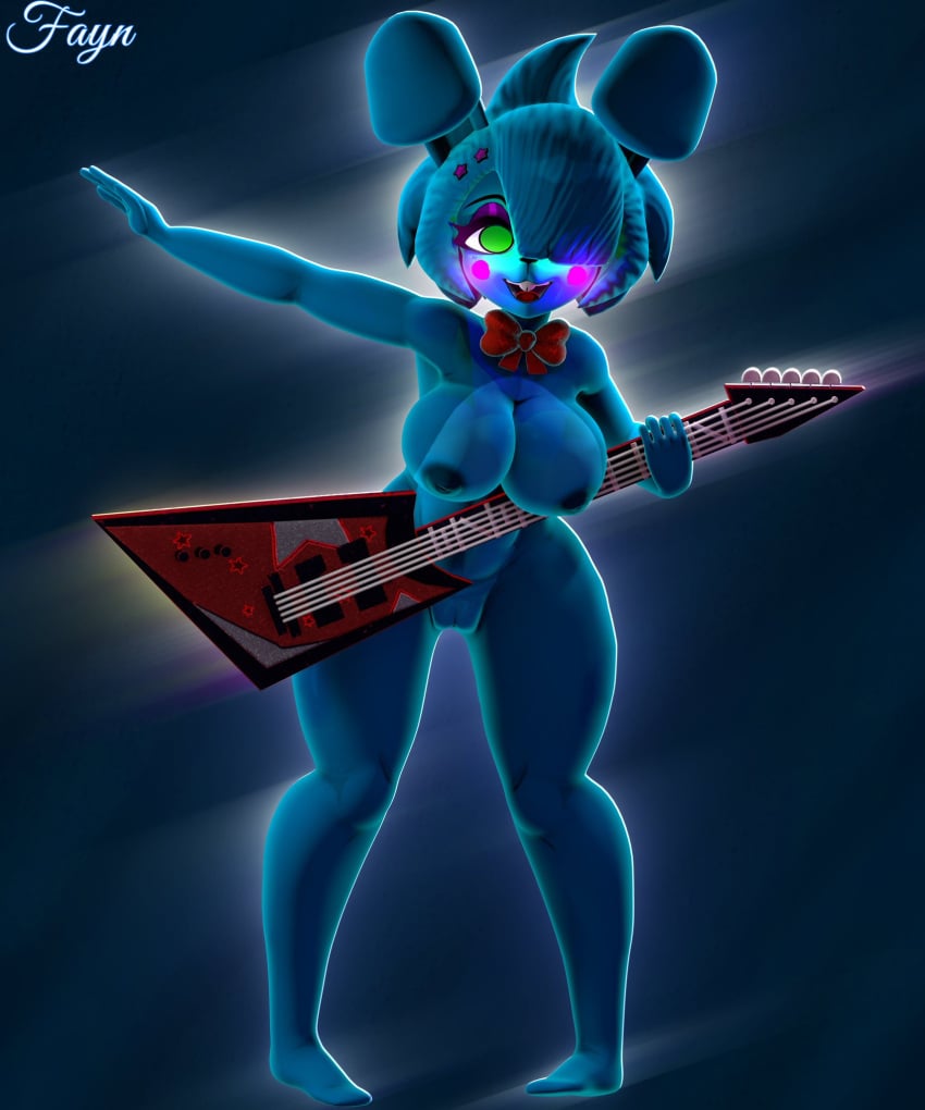 3d babyfayn big_nipples blue_body blush bonfie bonfie_(cryptia) bonnie_(cally3d) bonnie_(fnaf) brooch bunny_ears cally3d clazzey completely_nude cryptiacurves fazclaire's_nightclub five_nights_at_freddy's five_nights_at_freddy's_2 fnaf fredina's_nightclub guitar long_hair medium_breasts playing_guitar rule_63 scottgames smile solo topknot toy_bonnie_(fnaf)