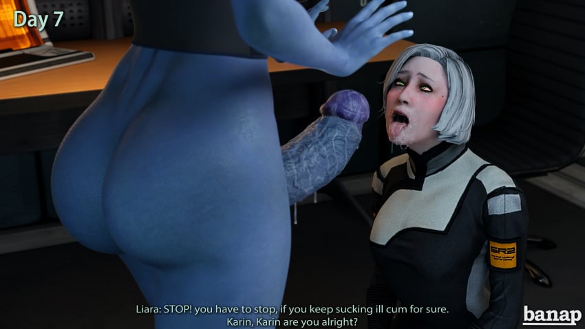 1futa 1girls 3d 3d_(artwork) after_oral ahe_gao alien asari ass banap big_butt big_penis blender blue_penis blue_skin blush circumcised clothed_female comic comic_page cross-eyed crossed_eyes cum_drip cum_drunk cum_hungry cum_on_chin cum_on_face cum_on_penis cum_on_tongue cum_string dialogue dimples_of_venus doctor dr._karin_chakwas english_text futanari gesture green_eyes hypnotized interspecies liara_t'soni looking_up mass_effect mind_break mole_under_eye no_nut_november older_female open_mouth oral precum rear_view red_eyes refusal resisting resisting_orgasm sci-fi science_fiction spit subtitled text thick_penis tongue tongue_out veiny_penis white_hair younger_futanari