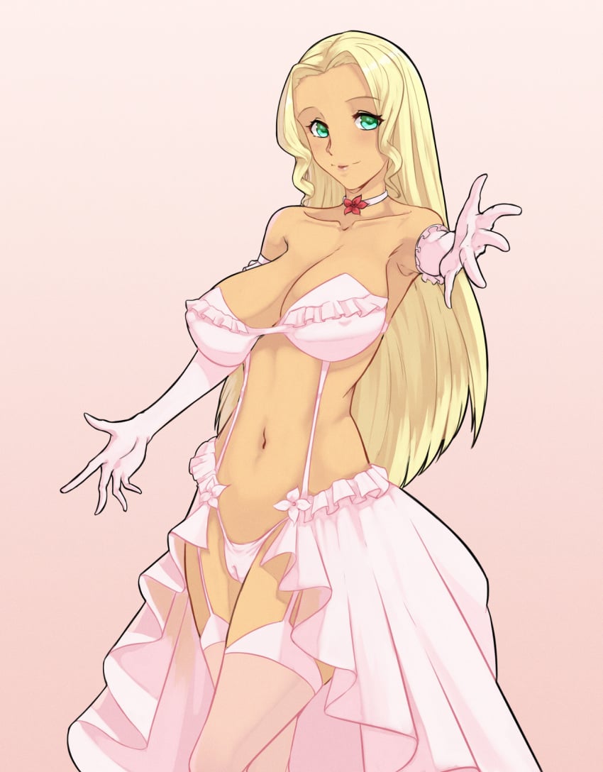 amachan breasts bride cameltoe nchans nchans_style panties pink_panties wedding_dress