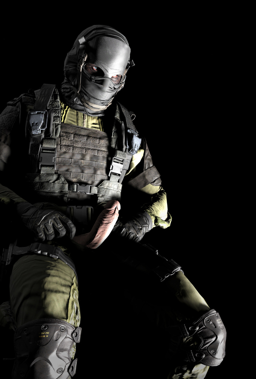 armor armored_gloves balaclava ballistic_face_mask call_of_duty call_of_duty_modern_warfare_2_(2022) erection exposed_penis male_focus male_solo mask masked masked_male military modern_warfare nikto presenting soldier solo_male tactical_gear tactical_vest twitter walla_render warzone